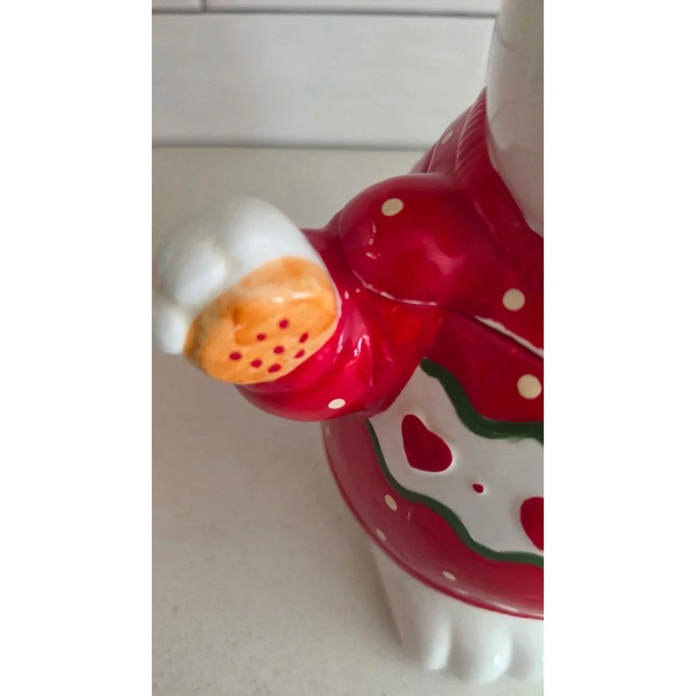 Vintage House of Lloyd Polar Bear Cookie Jar White w/ Red Sweater & Cap 9